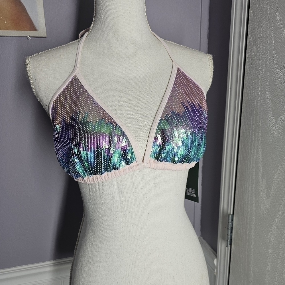 Wild fable sequin bikini top L